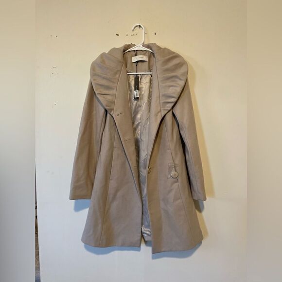 Tahari Abigail Wool Shawl Collar Coat Beige - Picture 3 of 16